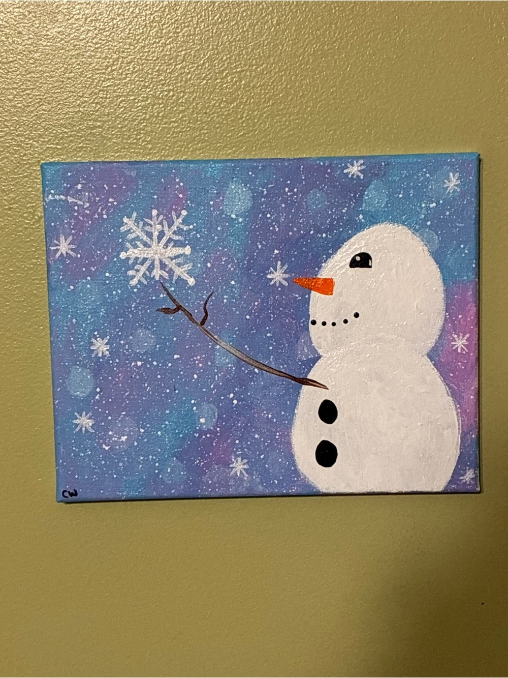 Snowflake Snowman Acrylic Painting